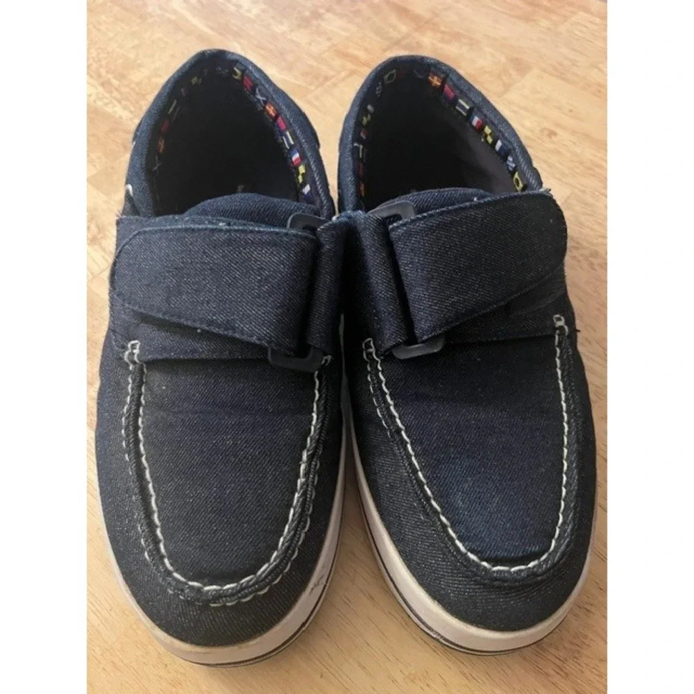 Beverly Hills Polo Club Boat Shoes Mens 8D Blue Denim Good Hook & Loop Loafers
